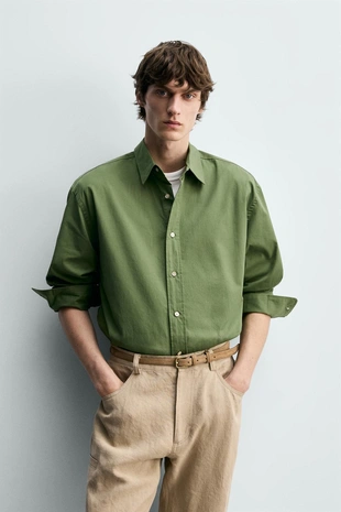 Рубашка свободного кроя из поплина- Заказать в России