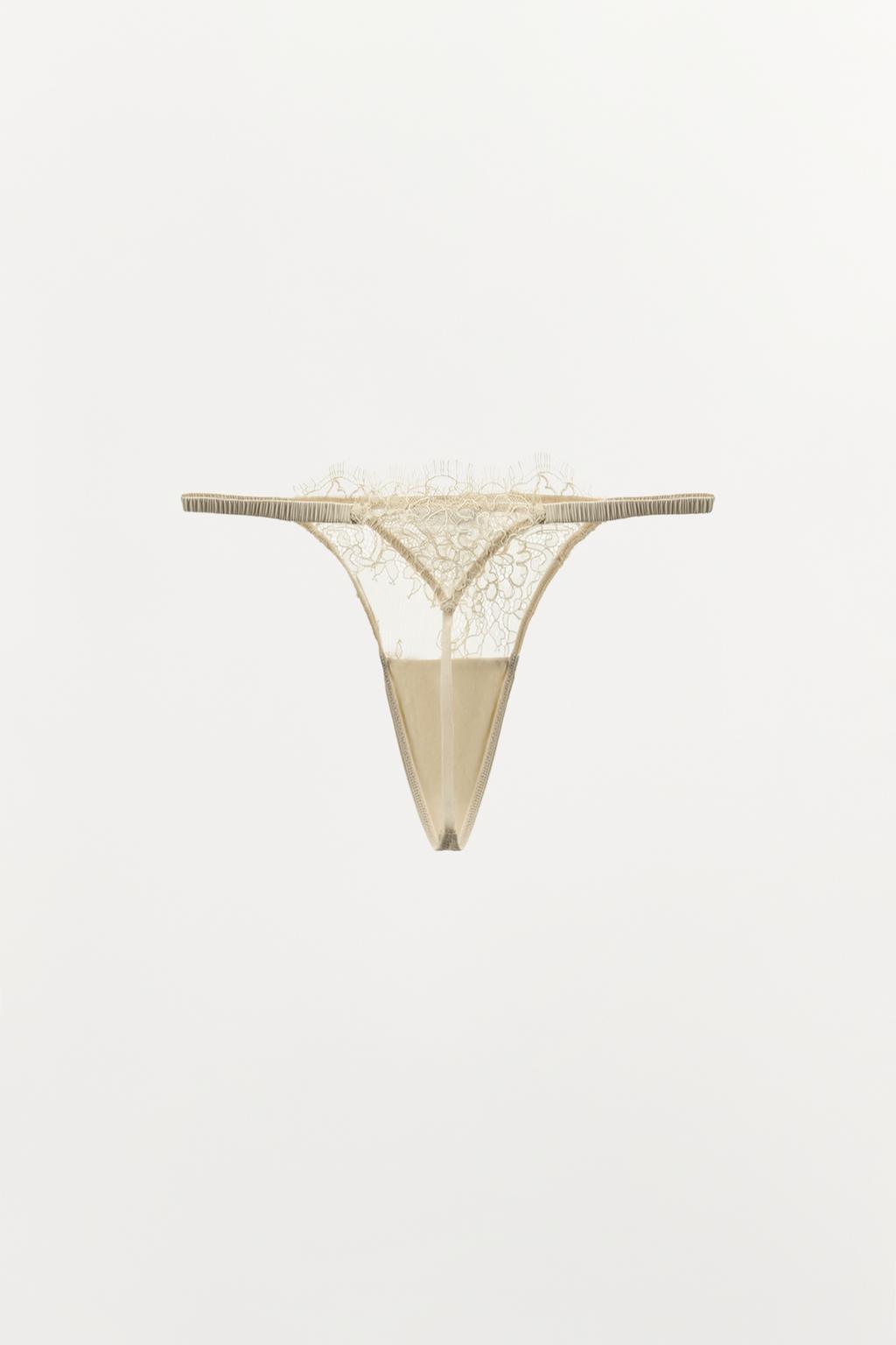 ТРУСЫ ТАНГА С ЦВЕТОЧНЫМ КРУЖЕВОМ