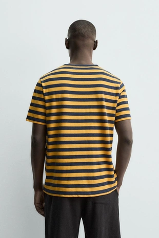 Футболка из льна и хлопка в полоску- Заказать в России