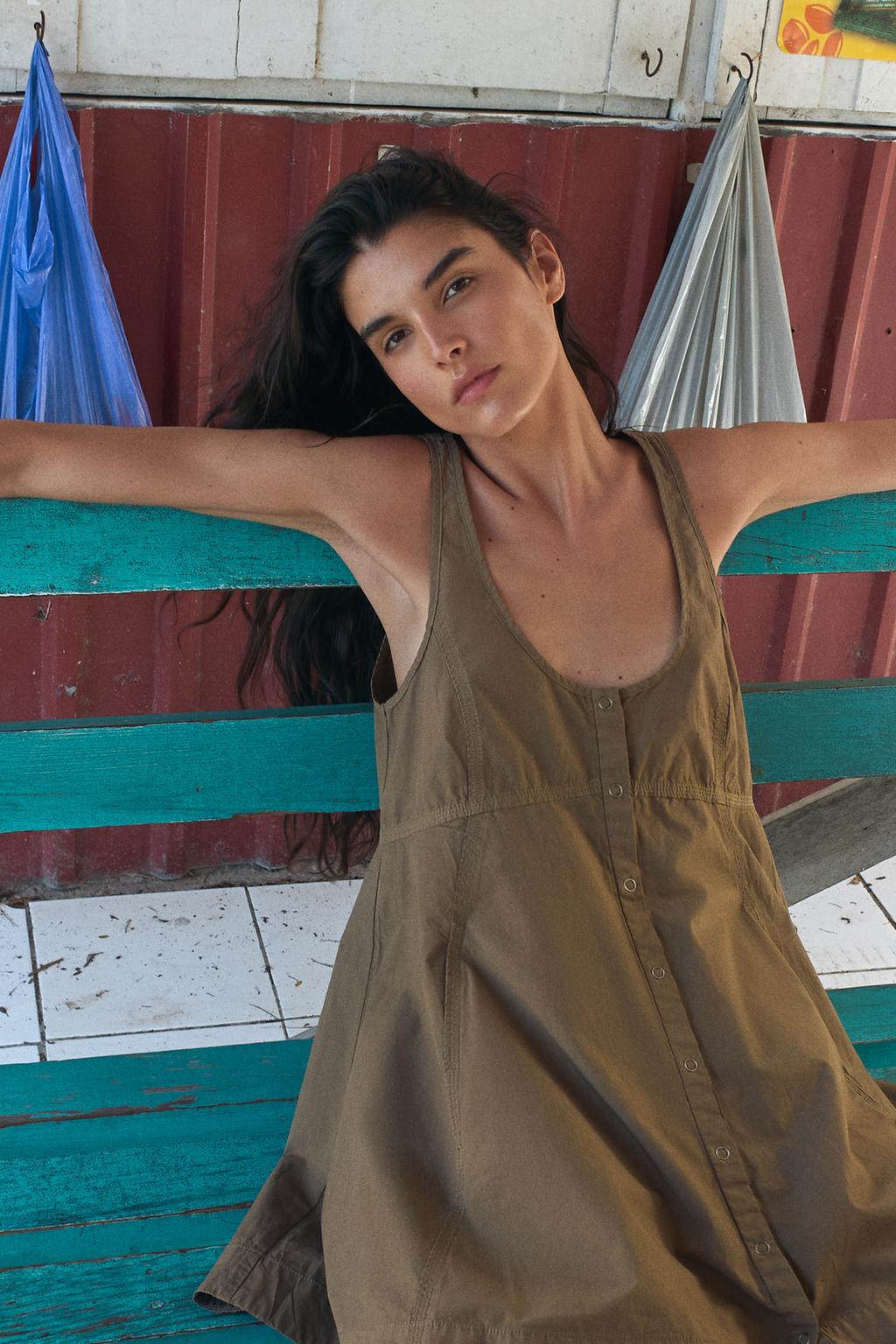 МИНИ-ПЛАТЬЕ ИЗ ВЫСТИРАННОГО ПОПЛИНА