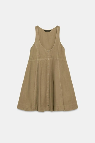 Мини-платье из выстиранного поплина- Заказать в России