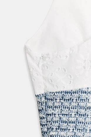 Комбинированное платье из рельефной ткани- Заказать в России