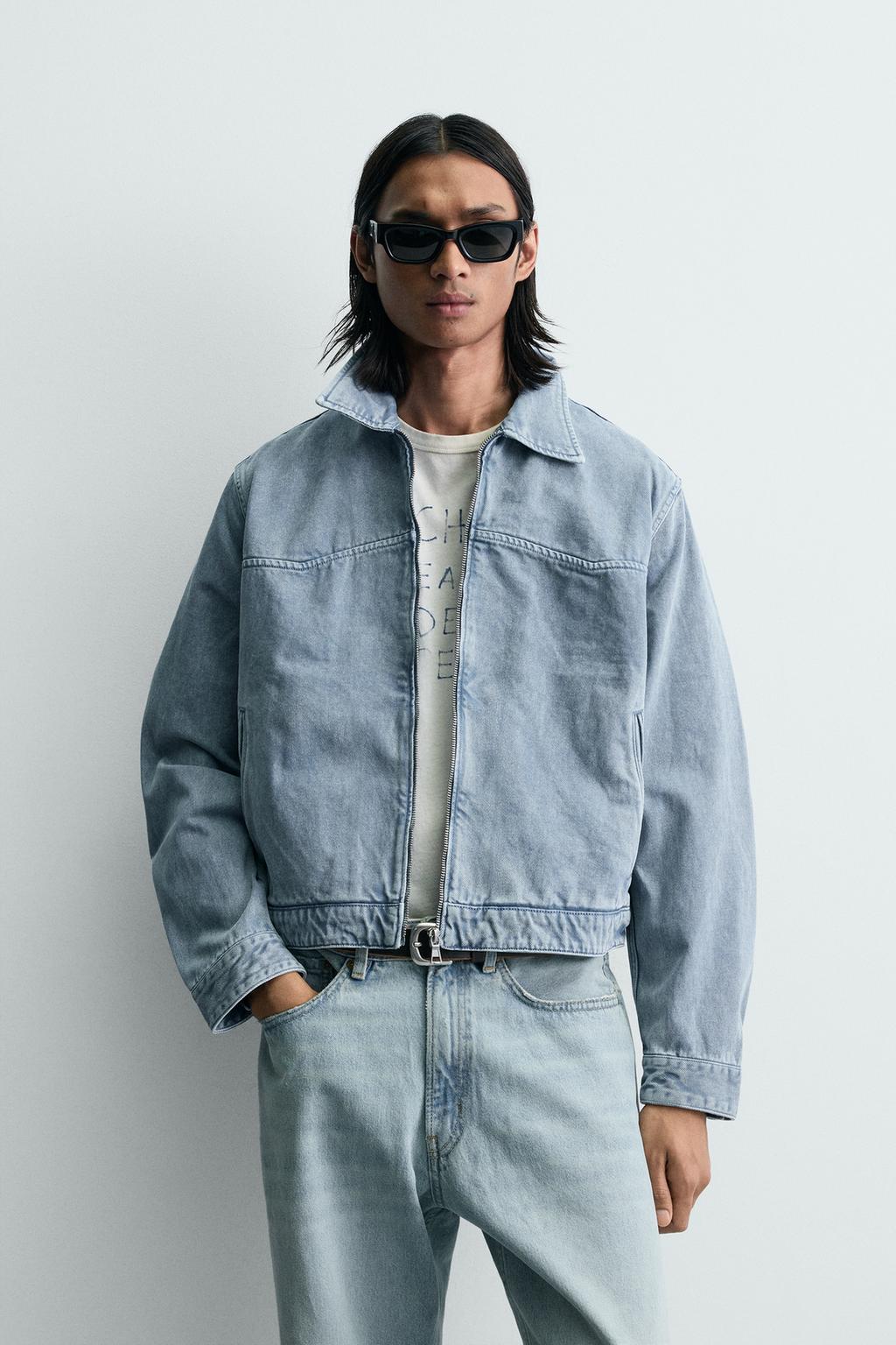 УКОРОЧЕННАЯ КУРТКА С ЭФФЕКТОМ ПОТЕРТОСТИ