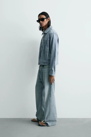 Укороченная куртка с эффектом потертости- Заказать в России