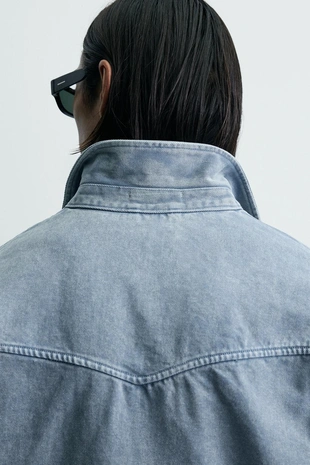 Укороченная куртка с эффектом потертости- Заказать в России