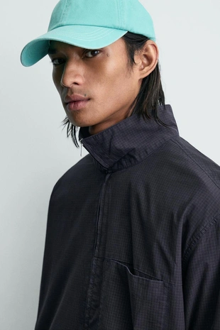 Рубашка Relaxed Fit в клетку на молнии- Заказать в России