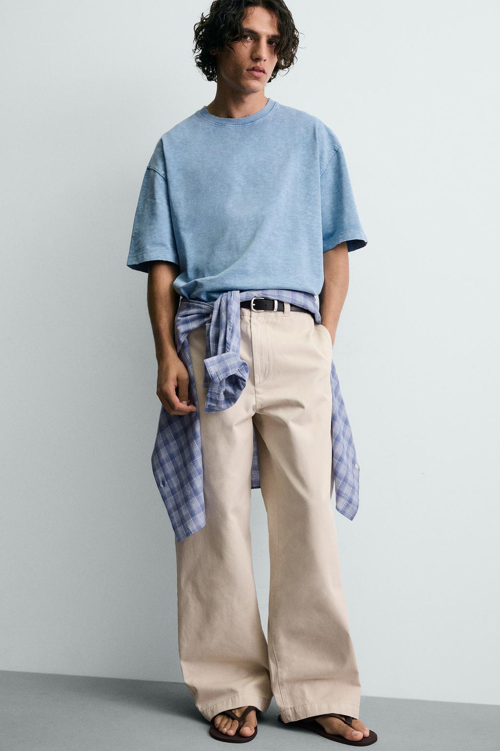 ФУТБОЛКА RELAXED FIT ИЗ ФЛАМЕ С ЭФФЕКТОМ ПОТЕРТОСТИ