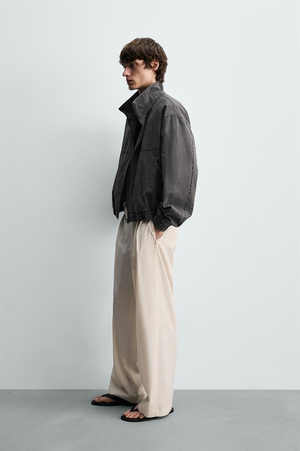 УКОРОЧЕННАЯ КУРТКА С ЭФФЕКТОМ ПОТЕРТОСТИ