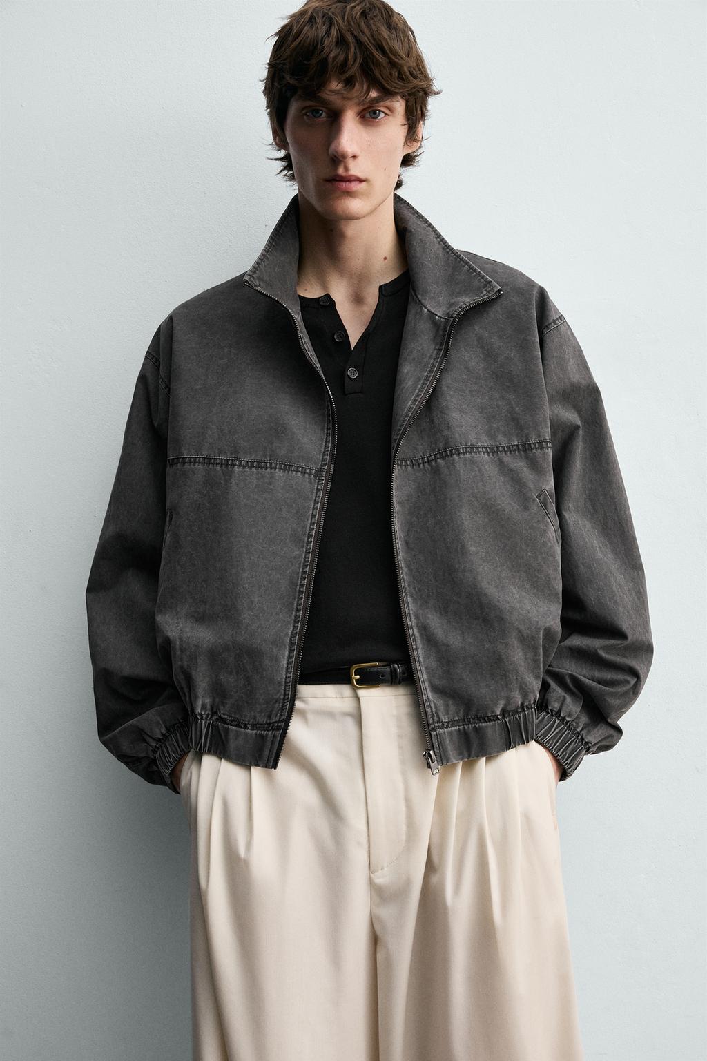 УКОРОЧЕННАЯ КУРТКА С ЭФФЕКТОМ ПОТЕРТОСТИ