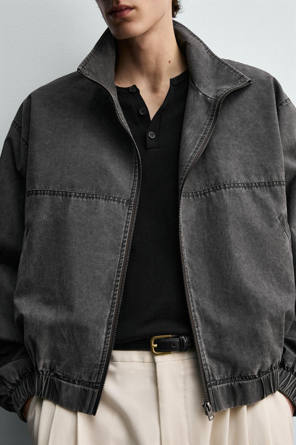 УКОРОЧЕННАЯ КУРТКА С ЭФФЕКТОМ ПОТЕРТОСТИ