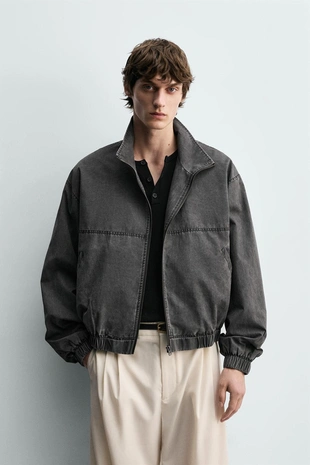 Укороченная куртка с эффектом потертости