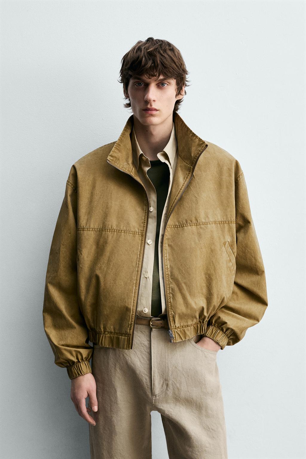 УКОРОЧЕННАЯ КУРТКА С ЭФФЕКТОМ ПОТЕРТОСТИ