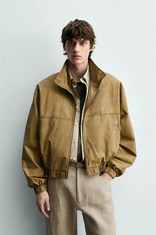 Укороченная куртка с эффектом потертости