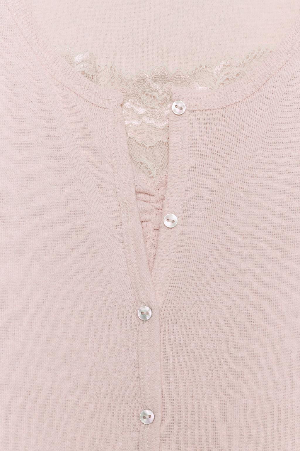 КАРДИГАН С КОНТРАСТНЫМ КРУЖЕВНЫМ ТОПОМ