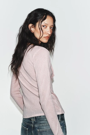 Кардиган с контрастным кружевным топом- Заказать в России