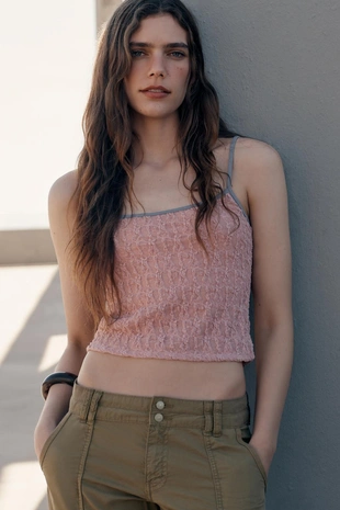 Топ на бретелях с кружевом- Заказать в России