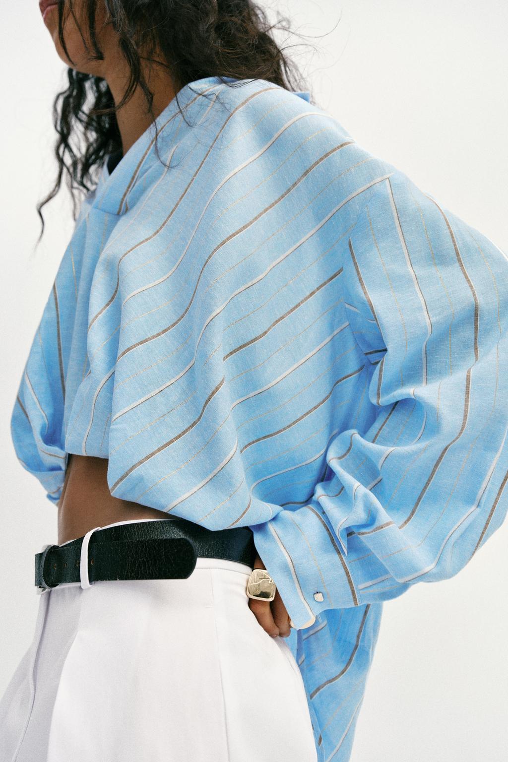 РУБАШКА ИЗ ЛЬНА С ОБЪЕМНЫМ НИЗОМ