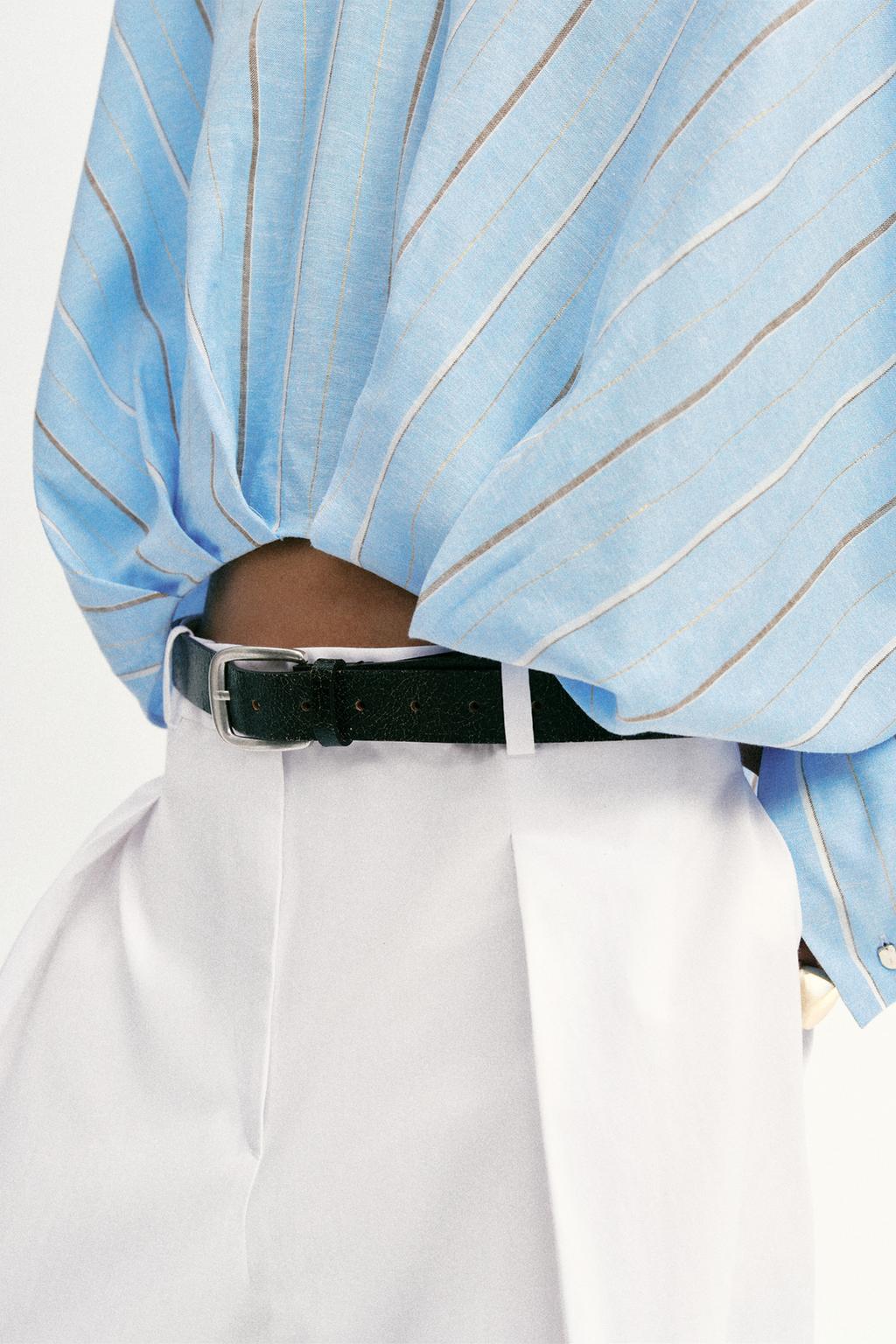 РУБАШКА ИЗ ЛЬНА С ОБЪЕМНЫМ НИЗОМ