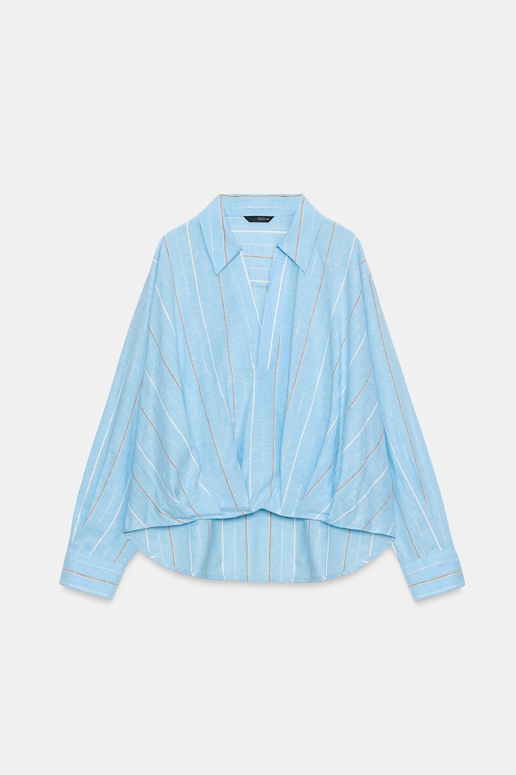 РУБАШКА ИЗ ЛЬНА С ОБЪЕМНЫМ НИЗОМ