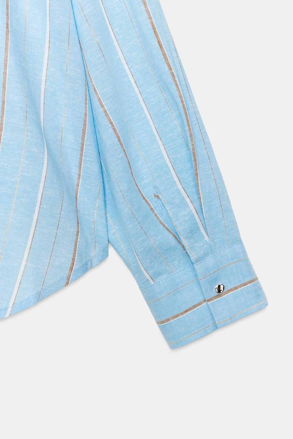 РУБАШКА ИЗ ЛЬНА С ОБЪЕМНЫМ НИЗОМ