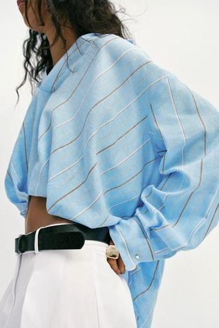 Рубашка из льна с объемным низом- Заказать в России