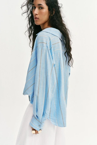 Рубашка из льна с объемным низом- Заказать в России