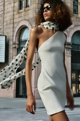 Платье халтер в горошек- Заказать в России