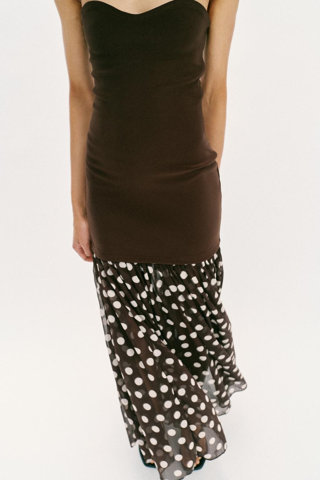 ПЛАТЬЕ БЕЗ БРЕТЕЛЕК В ГОРОШЕК