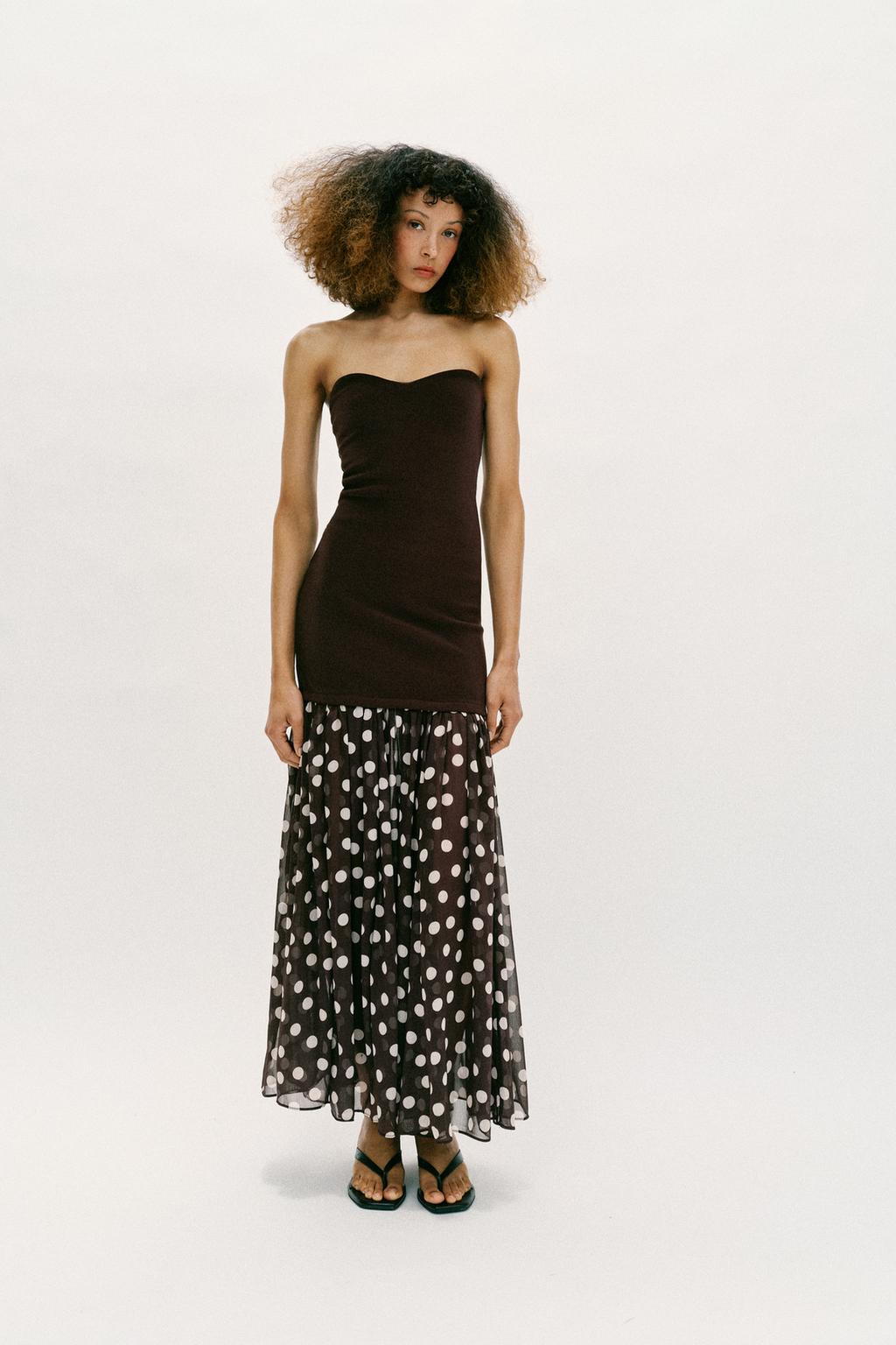 ПЛАТЬЕ БЕЗ БРЕТЕЛЕК В ГОРОШЕК