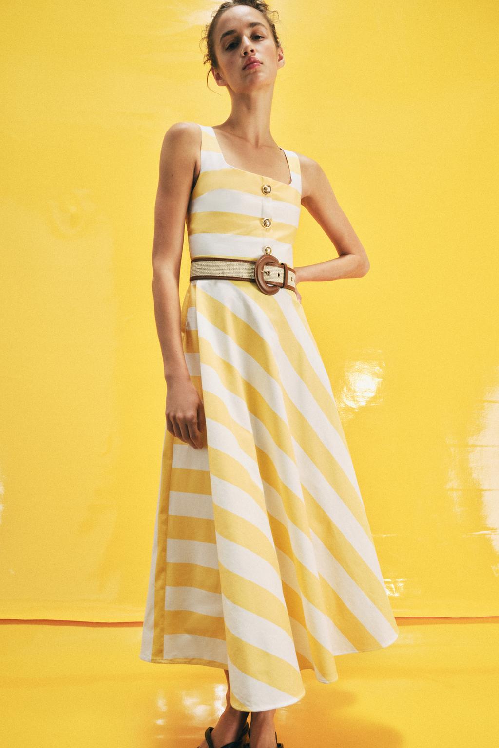 ПЛАТЬЕ МИДИ В ПОЛОСКУ С РЕМНЕМ