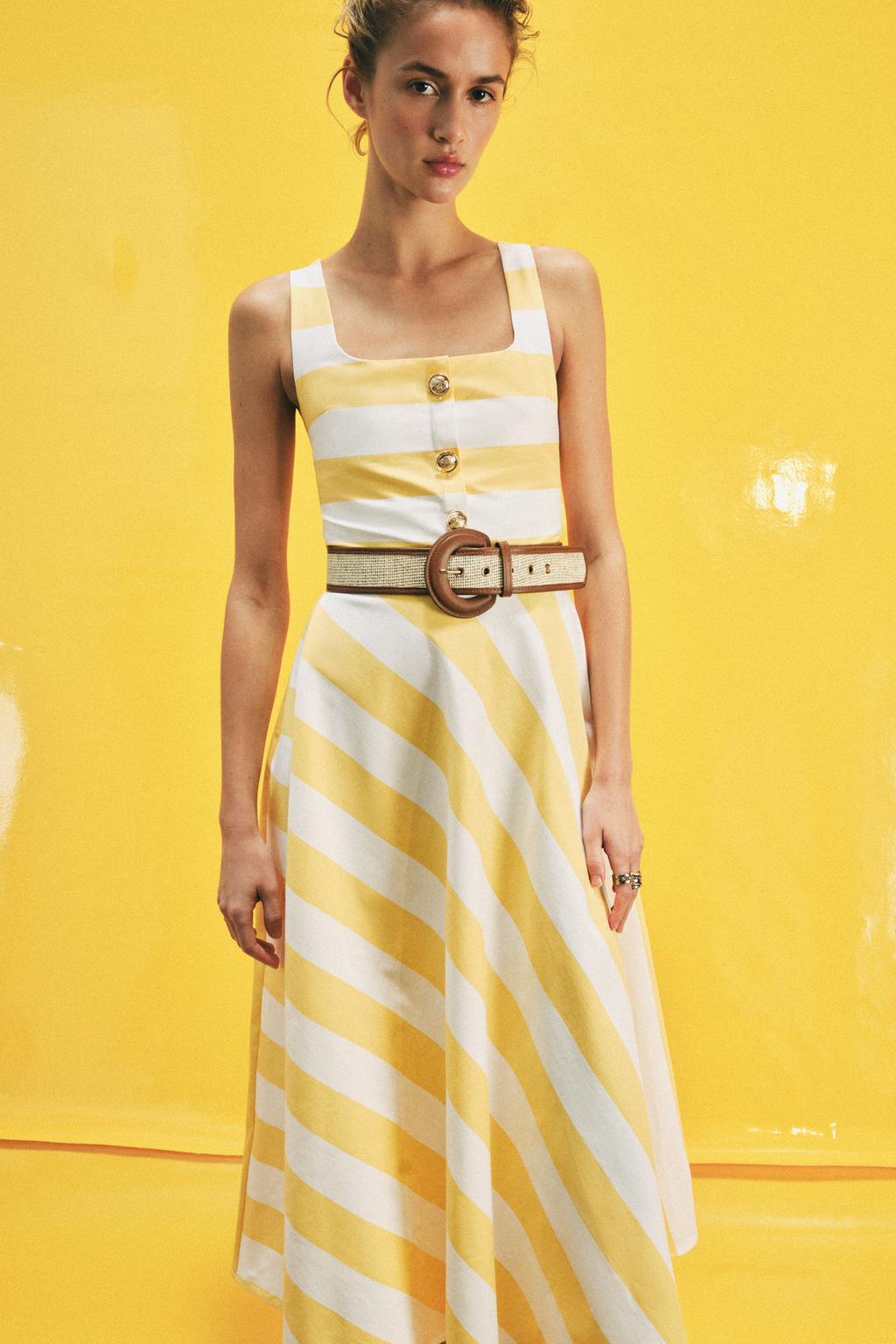 ПЛАТЬЕ МИДИ В ПОЛОСКУ С РЕМНЕМ