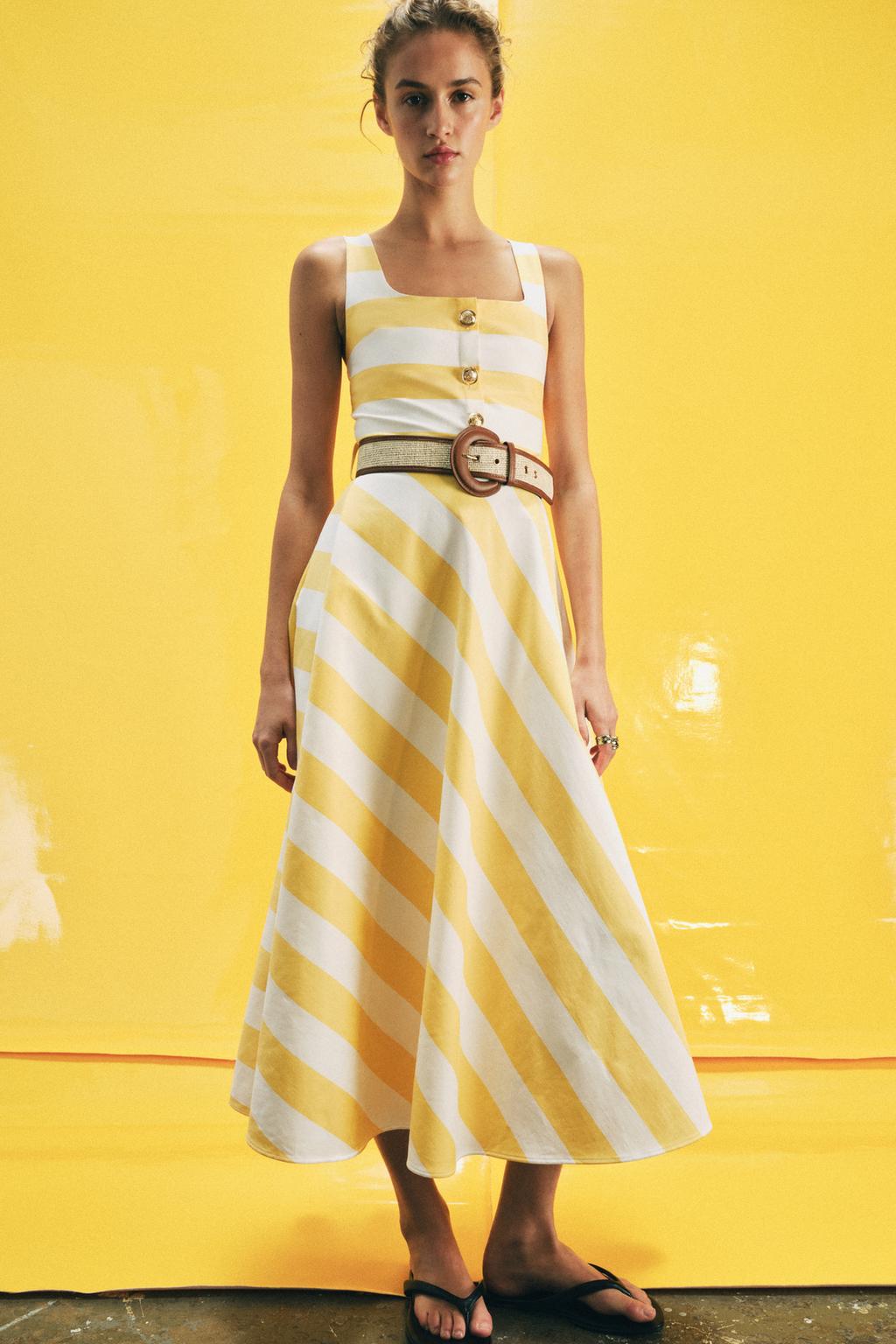 ПЛАТЬЕ МИДИ В ПОЛОСКУ С РЕМНЕМ