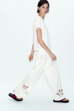 Длинные брюки с вышивкой- Заказать в России
