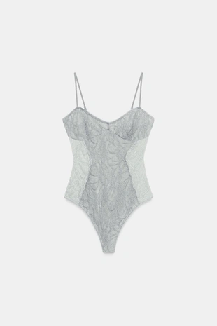 Боди с контрастным кружевом- Заказать в России