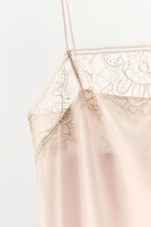 Атласное платье-комбинация с кружевом- Заказать в России