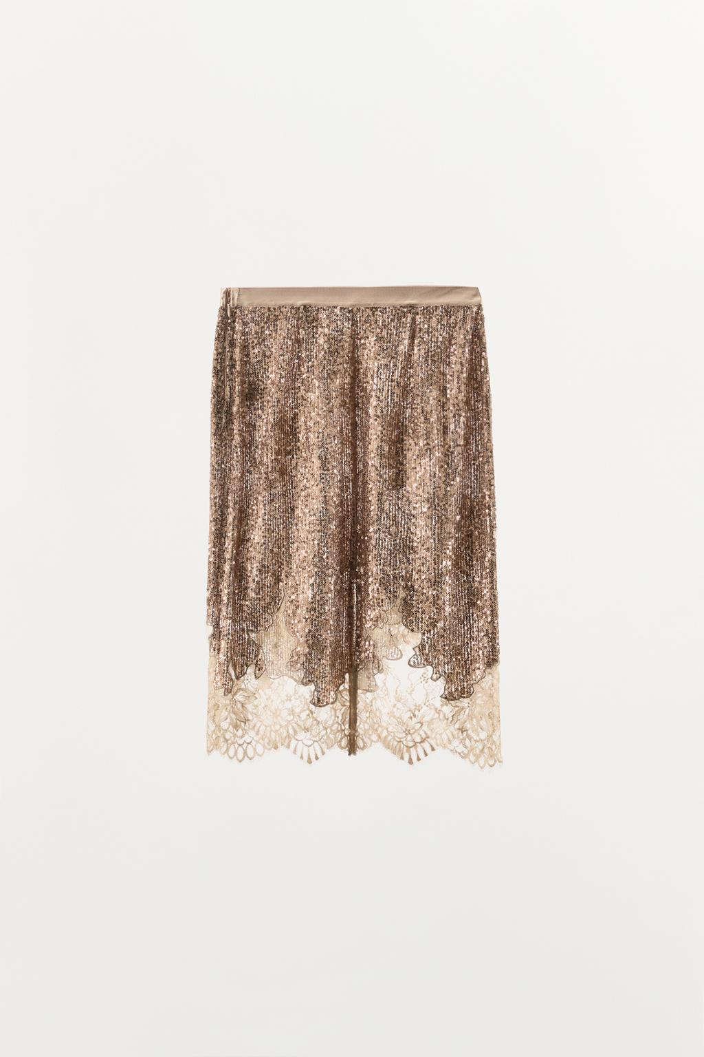 ЮБКА С ПАЙЕТКАМИ И КРУЖЕВОМ