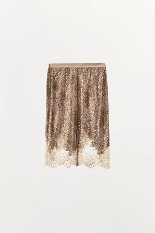 Юбка с пайетками и кружевом- Заказать в России