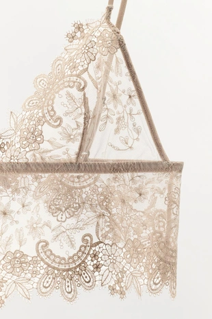 Beige-pink | 1355/600/942 - Zara Кружевной бралетт с треугольными чашками