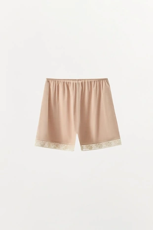 Купить Zara Атласные шорты с кружевом