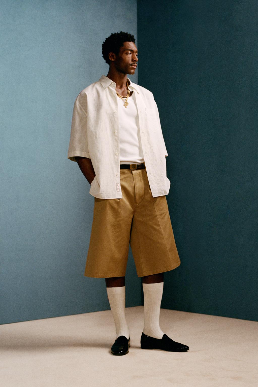 Широкие плиссированные бермуды willy chavarria x zara