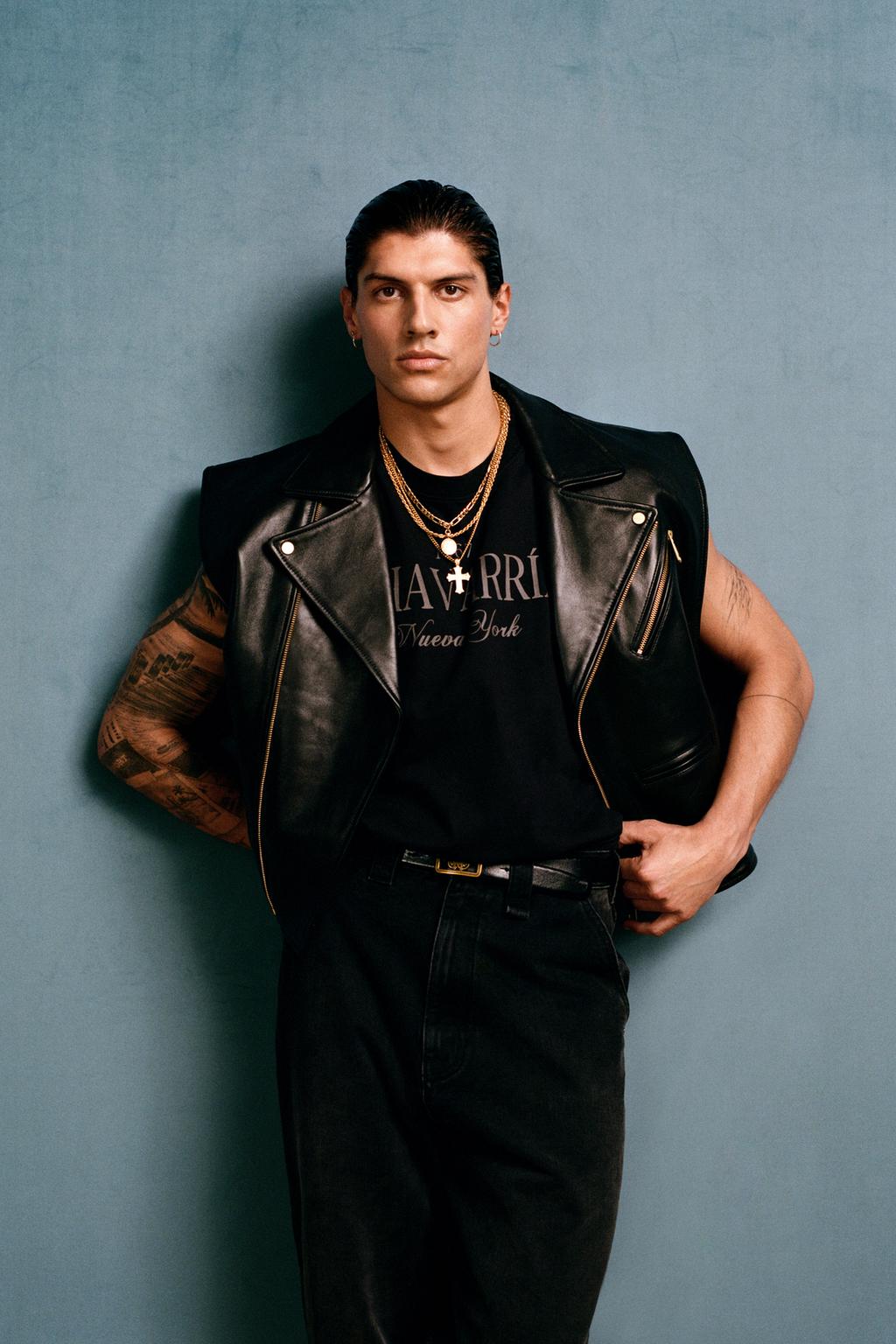 Кожаный жилет байкера willy chavarria x zara