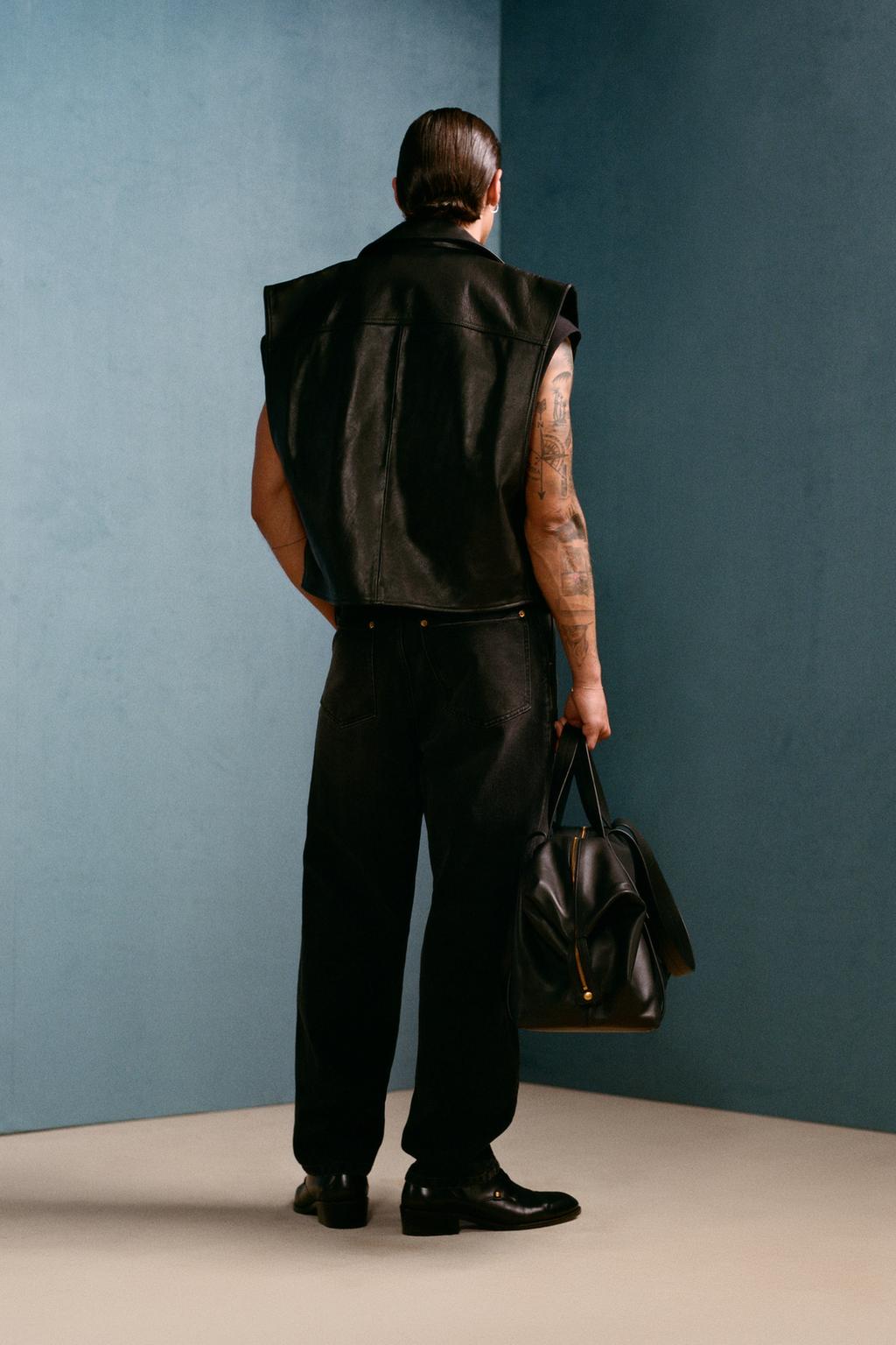 Кожаный жилет байкера willy chavarria x zara