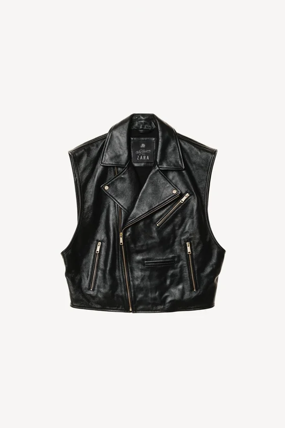 Кожаный жилет байкера willy chavarria x zara