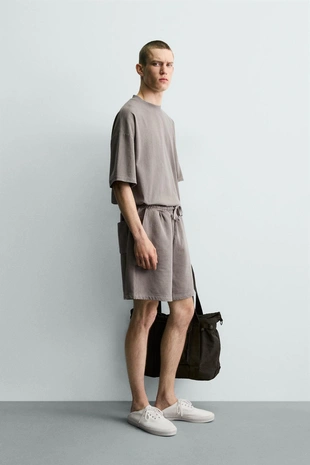 Шорты-джоггеры из ткани с эффектом потертости