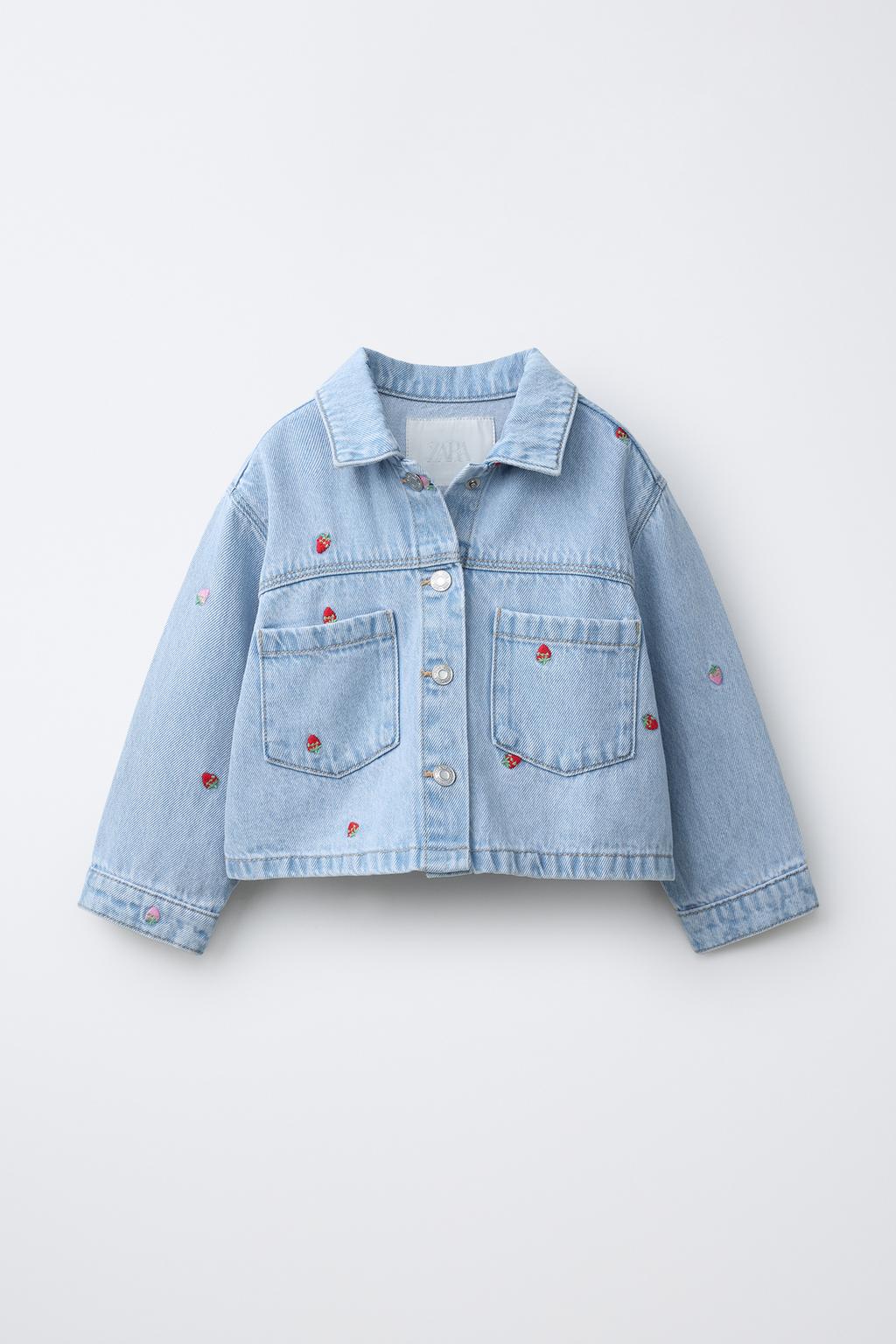 ДЖИНСОВАЯ КУРТКА С ВЫШИВКОЙ КЛУБНИКИ