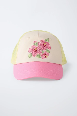 Кепка с цветочной вышивкой- Заказать в России