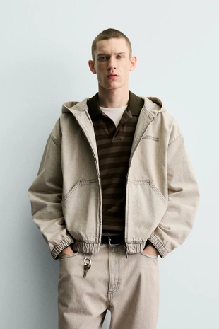 Джинсовая куртка с капюшоном и вышивкой- Заказать в России