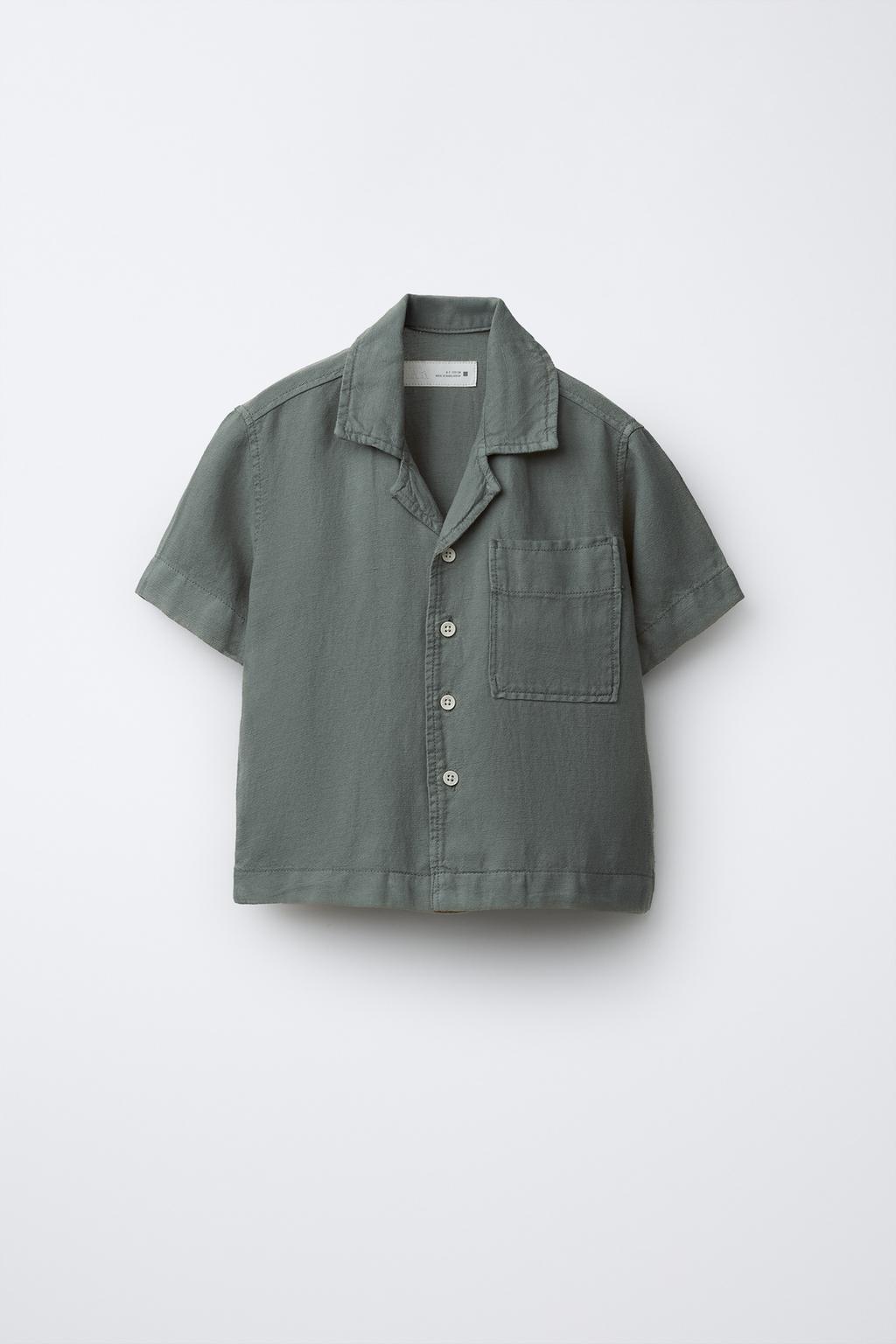 СТРУЯЩАЯСЯ РУБАШКА БОУЛИНГ ИЗ СМЕСОВОГО ЛЬНА