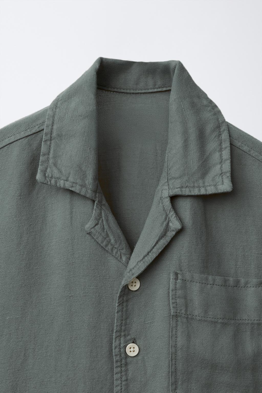 СТРУЯЩАЯСЯ РУБАШКА БОУЛИНГ ИЗ СМЕСОВОГО ЛЬНА