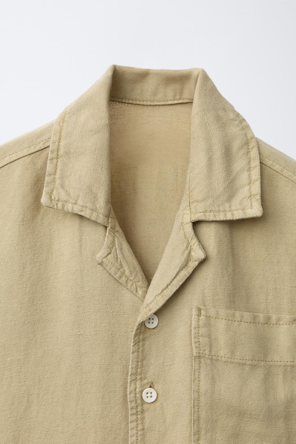 СТРУЯЩАЯСЯ РУБАШКА БОУЛИНГ ИЗ СМЕСОВОГО ЛЬНА